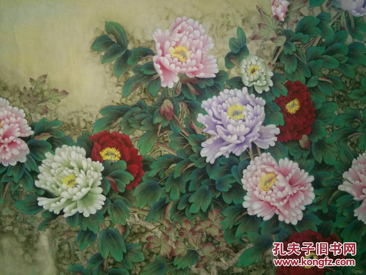 国画精品丈二工笔花鸟牡丹 中国书画协会会员 3.5米*1米左右