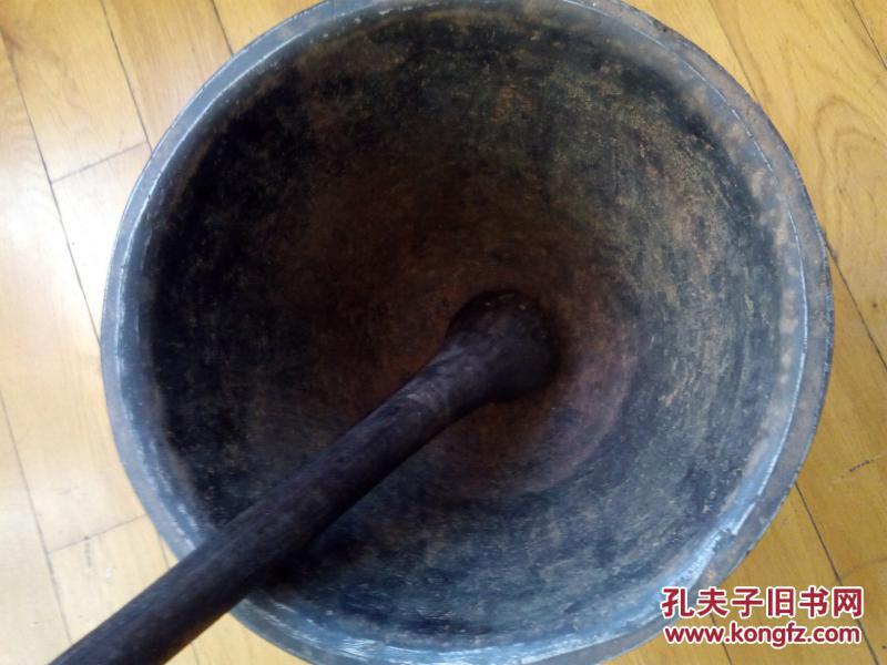 老铸铁蒜臼子捣药罐大号民俗老物件包老包真