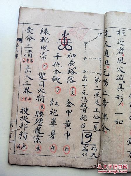 罕见大开本【清代道教大法师手录朱砂套红】【踏罡步斗遣将召神捉鬼