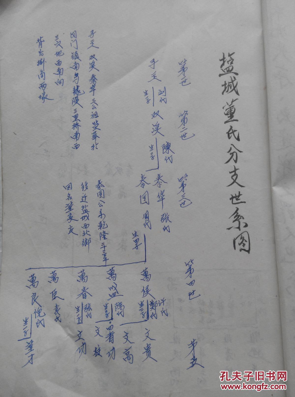 董氏宗谱忠恕堂盐城董家桥支始迁祖子玉公16开120页有空白手写本线装