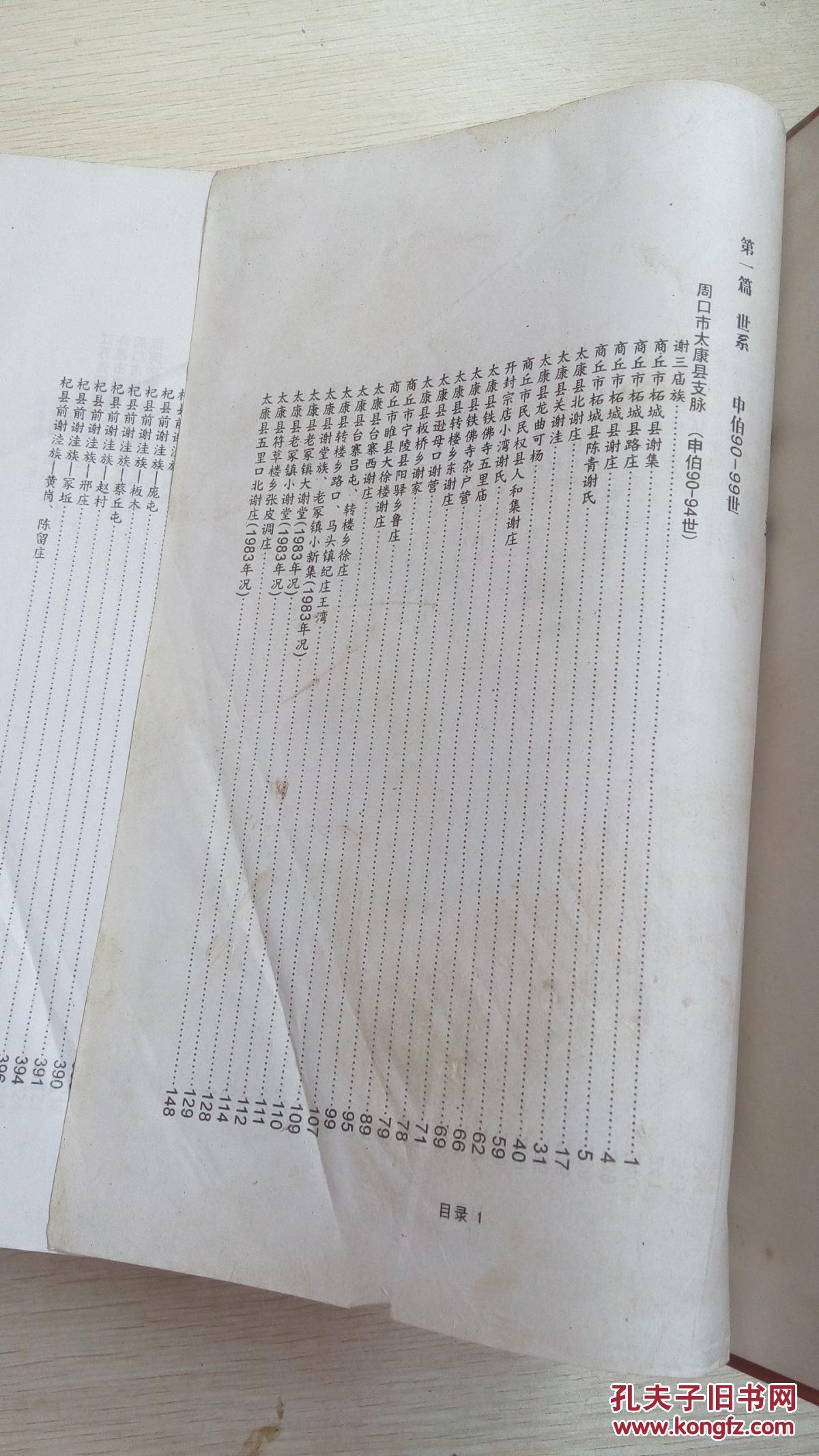页有损泛黄】河南省太康县陈郡阳夏谢氏族谱 安公故里篇 各门派世系