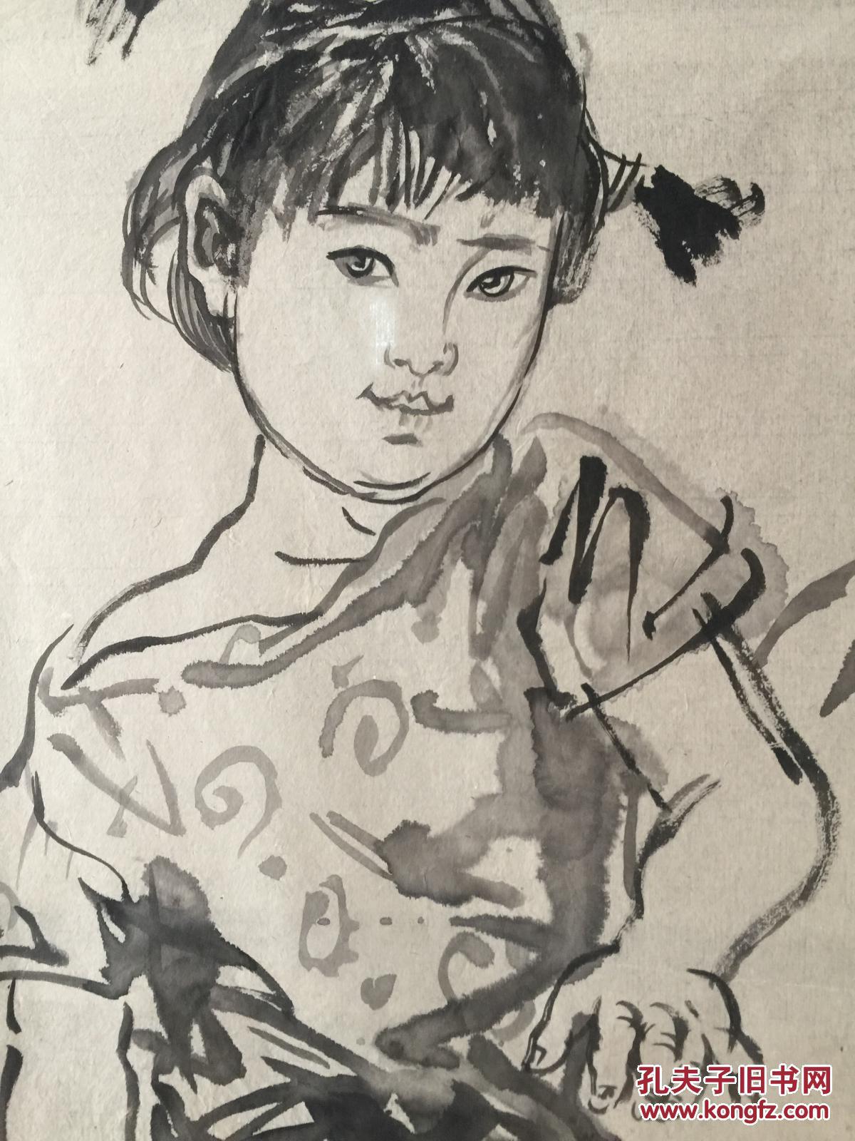 80年代 无款画稿--刘文西 人物画稿 规格75x45 80年代