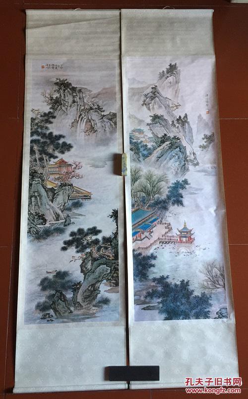 于锦声绘云峰琼阁山水画四条屏原益阳市地委副书记徐恢源收藏