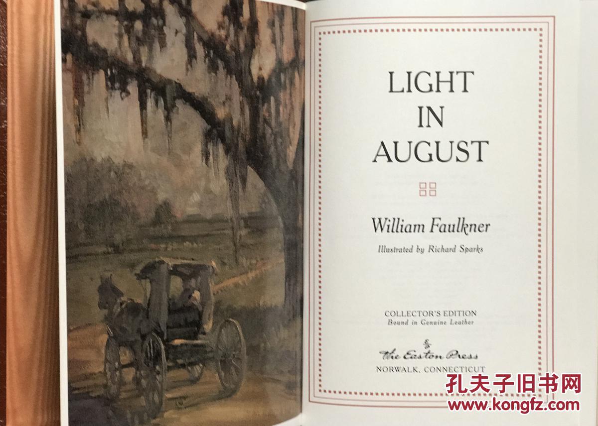 light in august,the tempest light in august 福克纳:八月之光 真皮装订 书脊封面