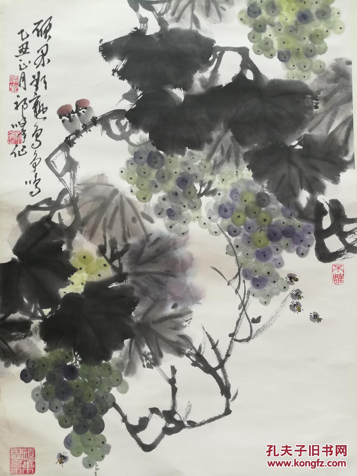 著名画家祁峰花鸟立轴