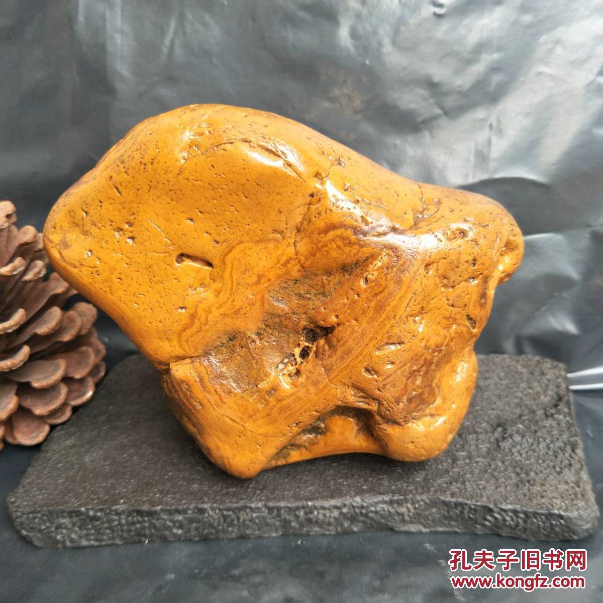 江西赣南水冲奇石 原石 案头石 茶宠 晶蜡石 雅石《黄蜡石摆件》