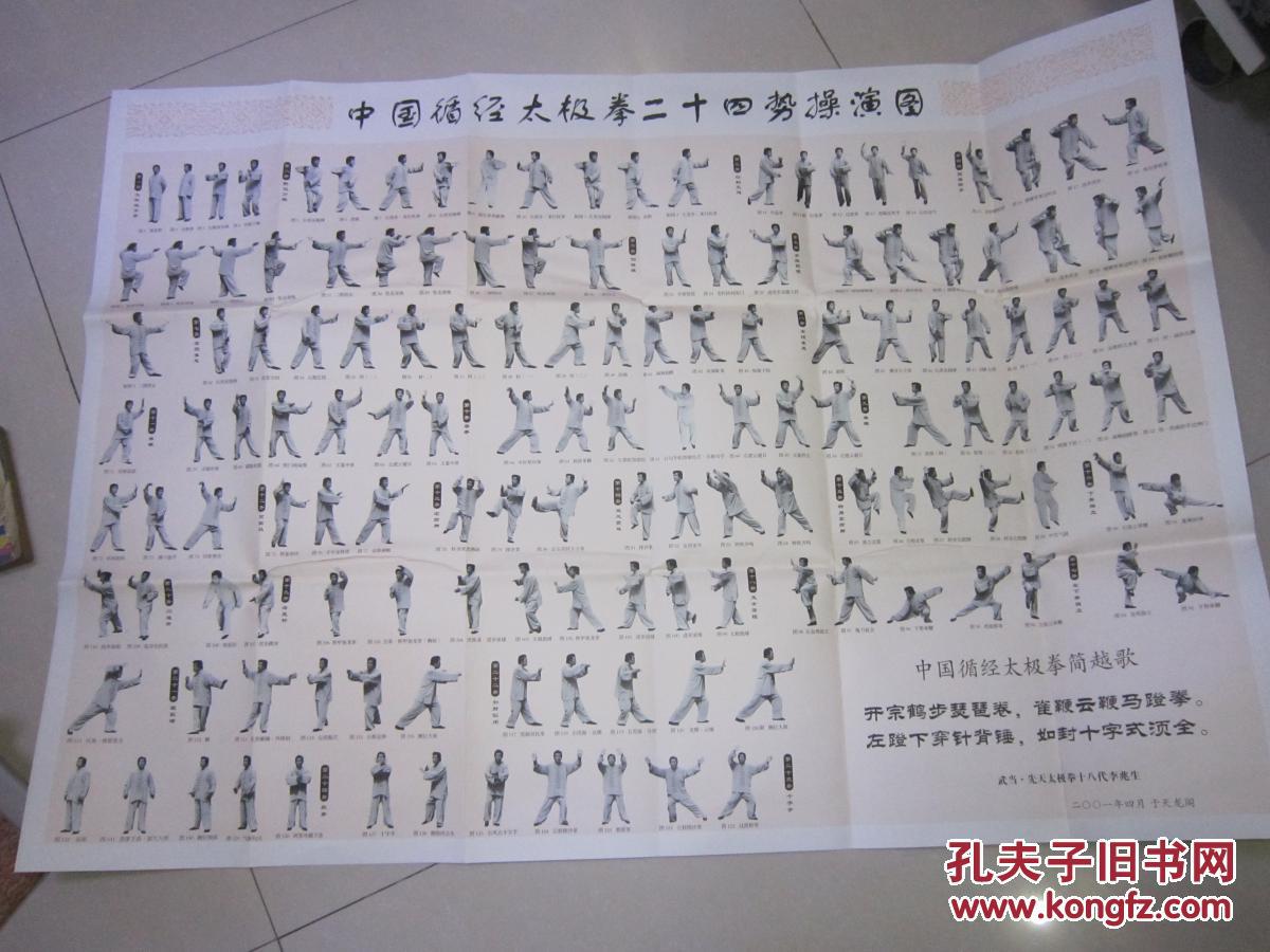 中国循经太极拳二十四式教程 挂图一张全