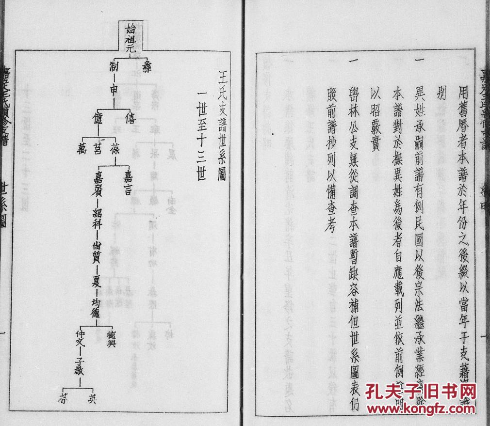 家谱-----王氏支谱 嘉定 芬公支 16开 75页 民国三十七年(1948年)重俢