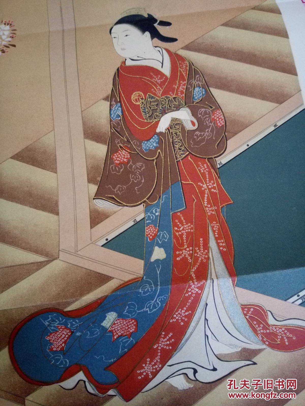 【日本名画印刷品1】1925年印刷《樱下美人之图》大幅