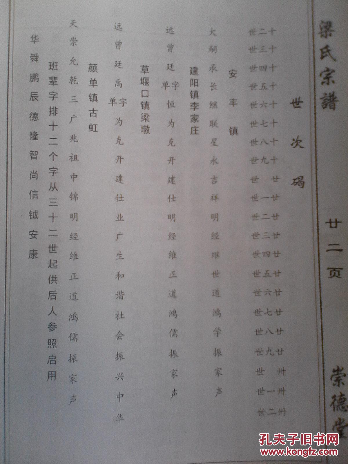 家谱------梁氏宗谱【崇德堂】建湖仲芳公支 大16开 200页 2011年版