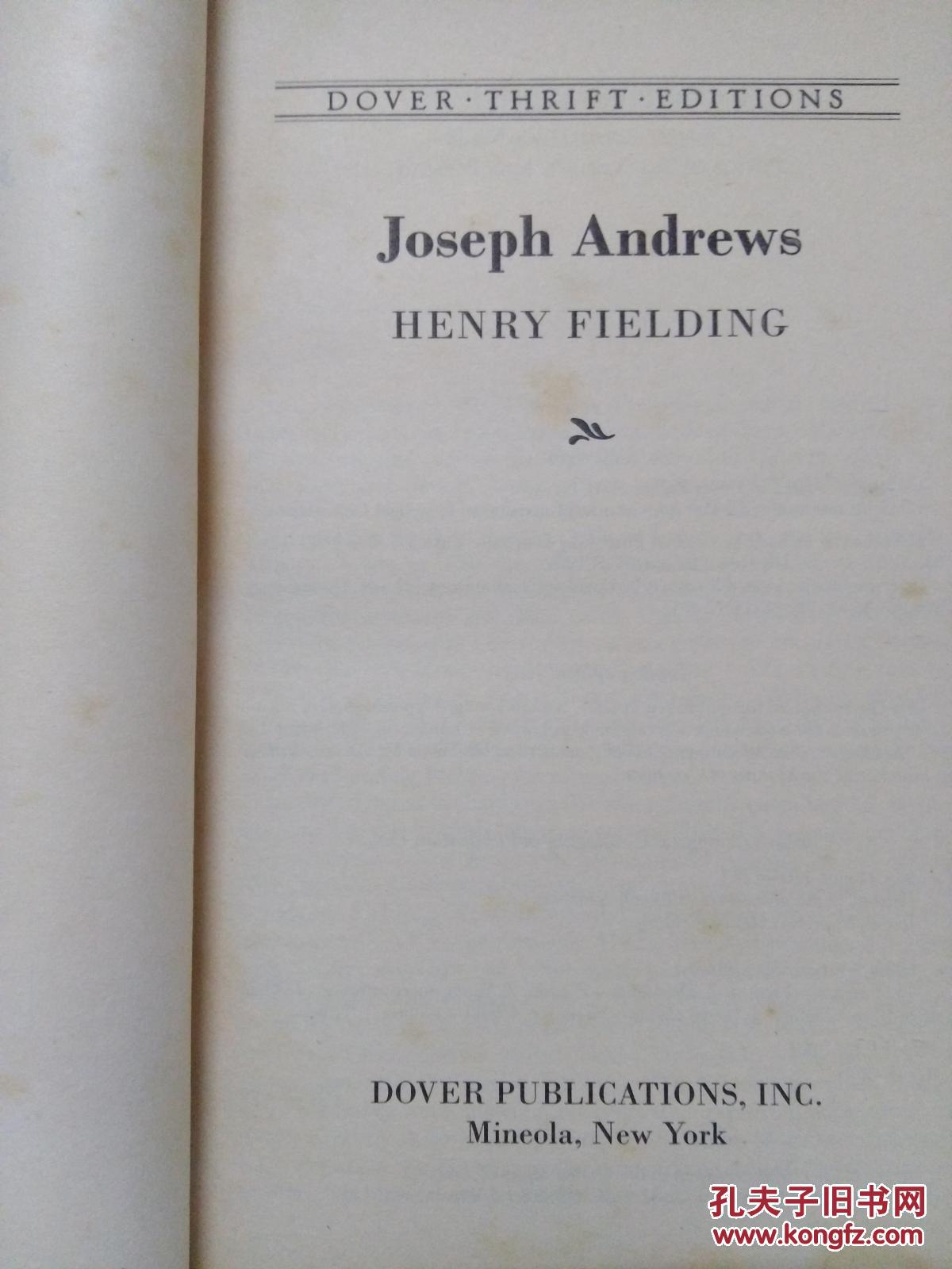 joseph andrews,Tom Jones joseph andrews (dover thrift editions)(英文原版 约瑟夫安德鲁传