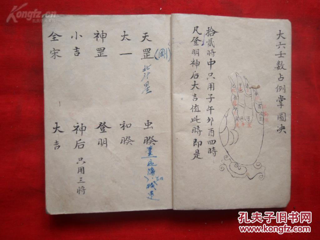 稀见精美风水手抄:大六壬数占例掌图决》,线装1厚册全