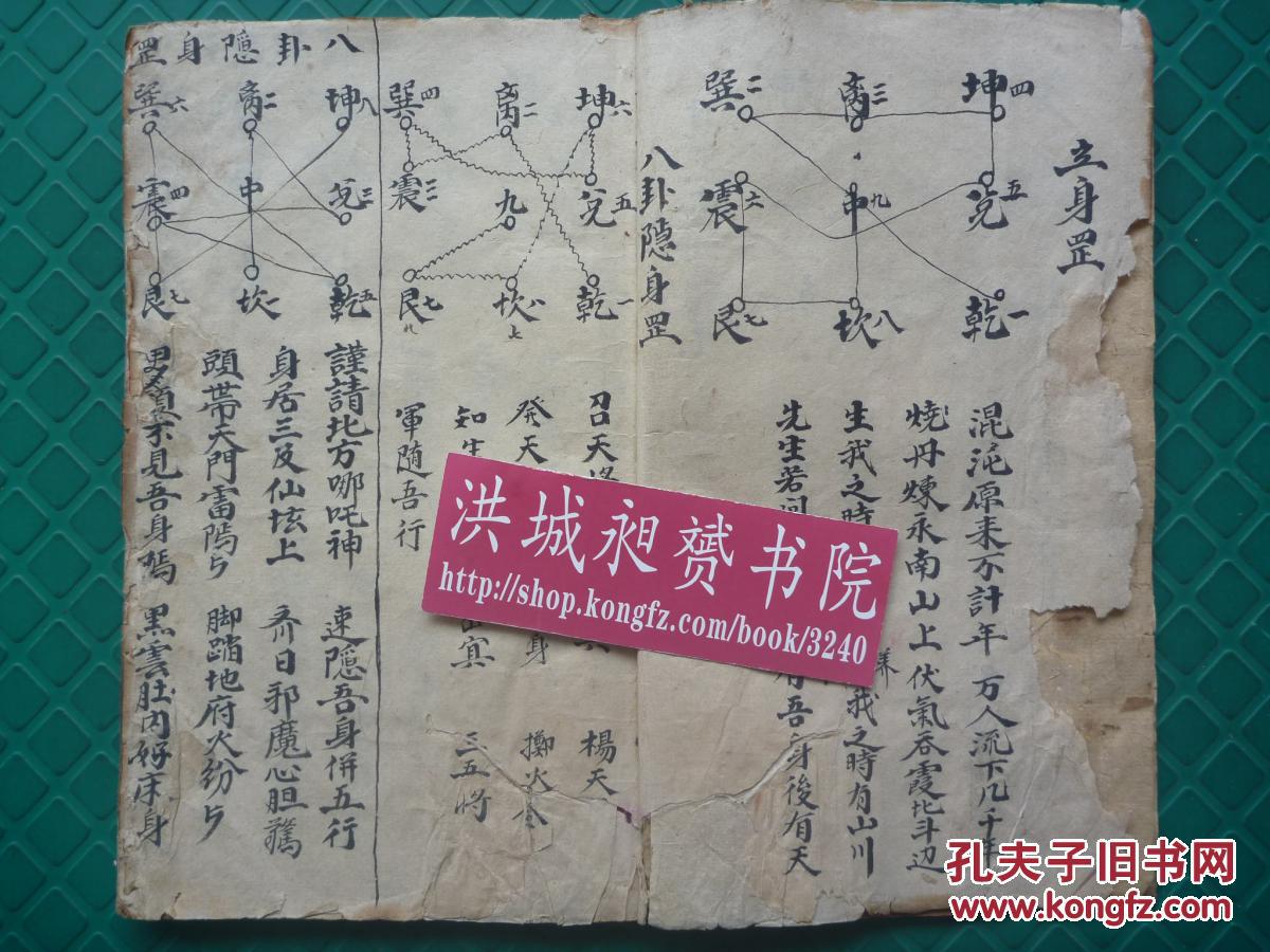 清或民国法术精写本*道家修炼八卦罡诀*五方一同看病捉鬼卦斗步撵图