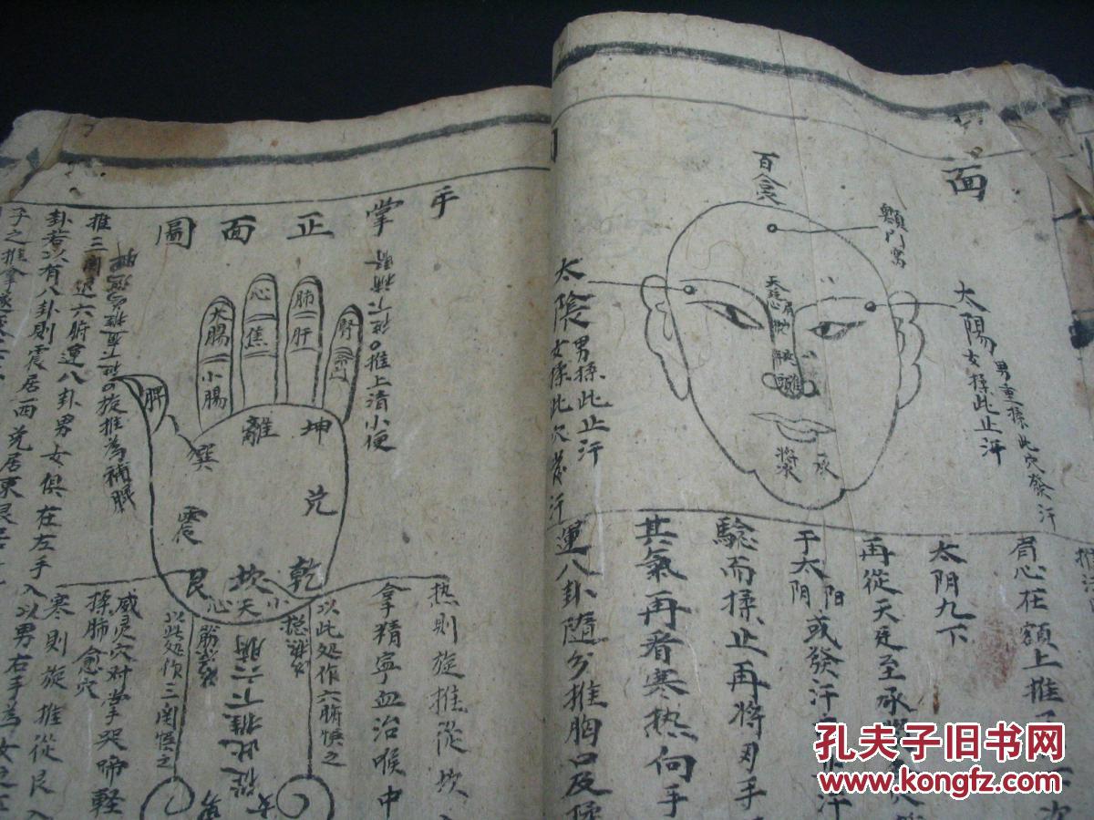 【图】小儿穴位推拿按摩 古本手绘手抄 16开巨厚册 精细人物手绘图 手抄本 每图均有详细穴位推拿说明 以及用药方法_飚的风书局
