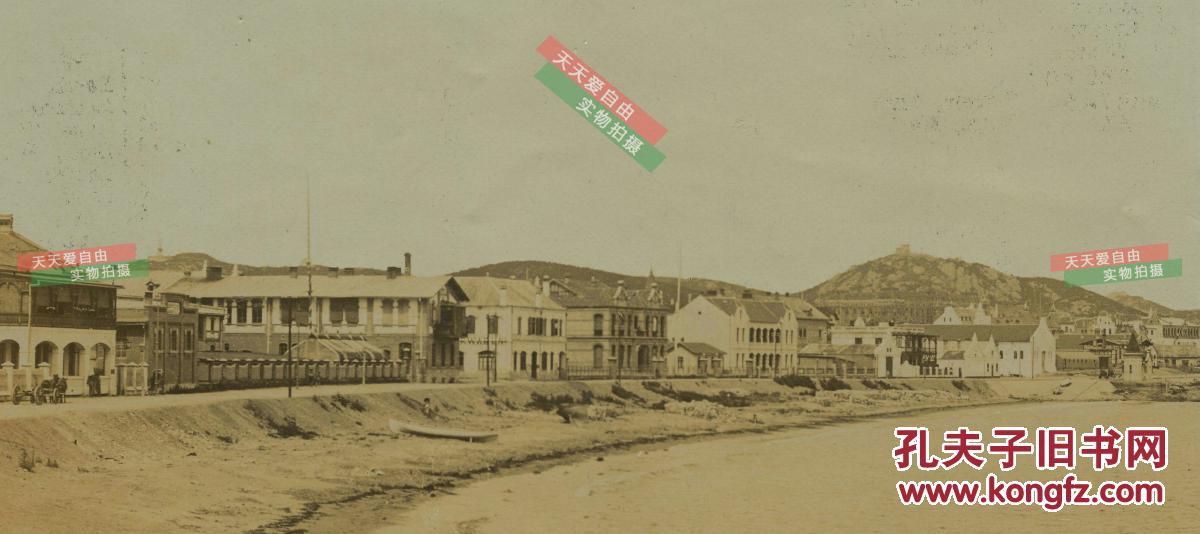 清代山东青岛早期海边海岸建筑老照片