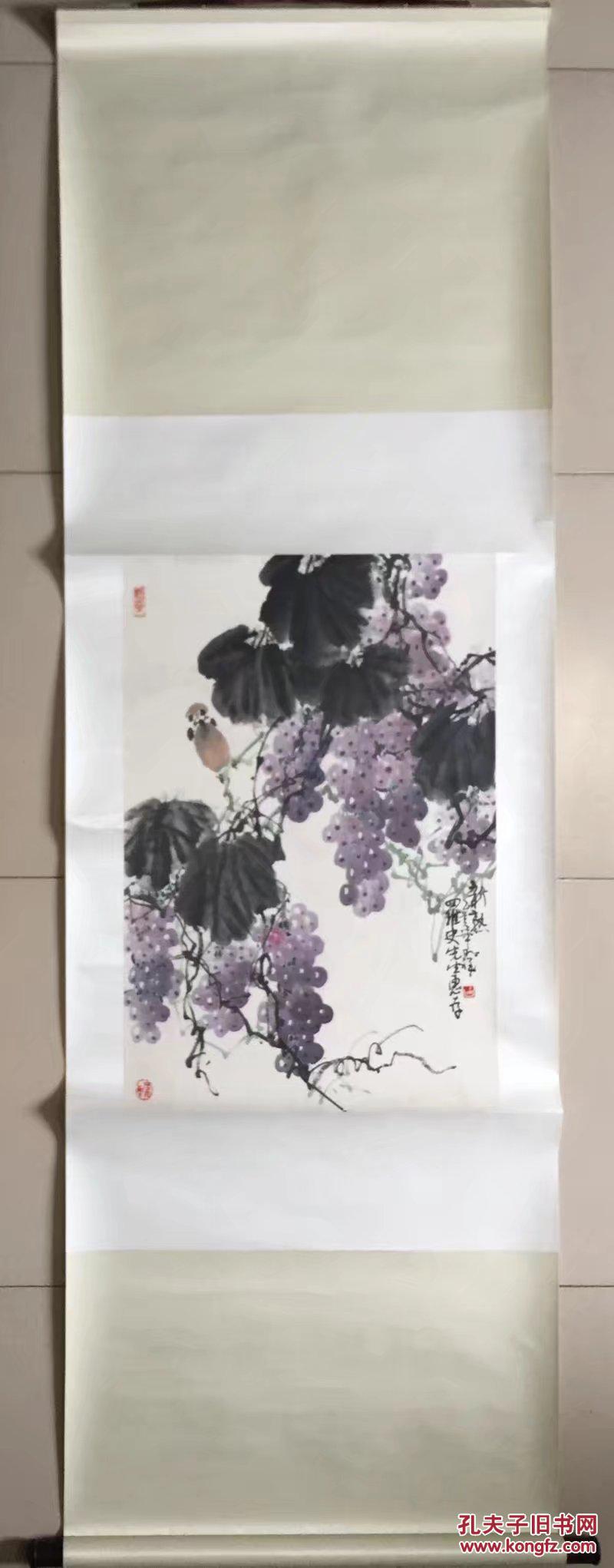 精品 当代最具潜力画家白明祥葡萄立轴