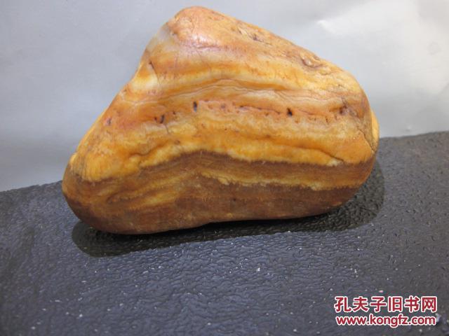 江西赣江水冲黄蜡石原石奇石茶宠案头把玩晶蜡石《玛瑙纹五花肉》
