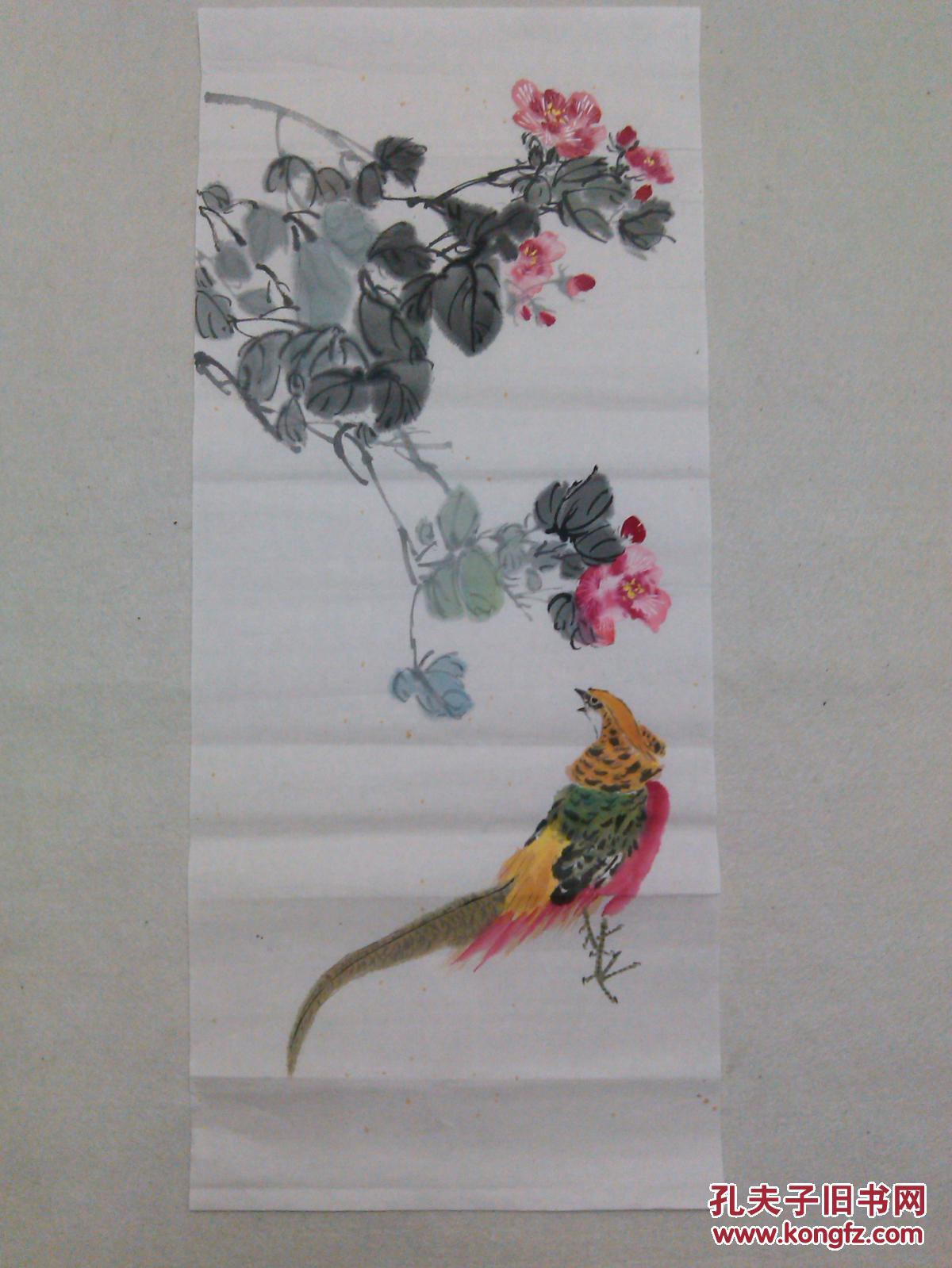 国画花鸟画锦上添花无款芙蓉锦鸡