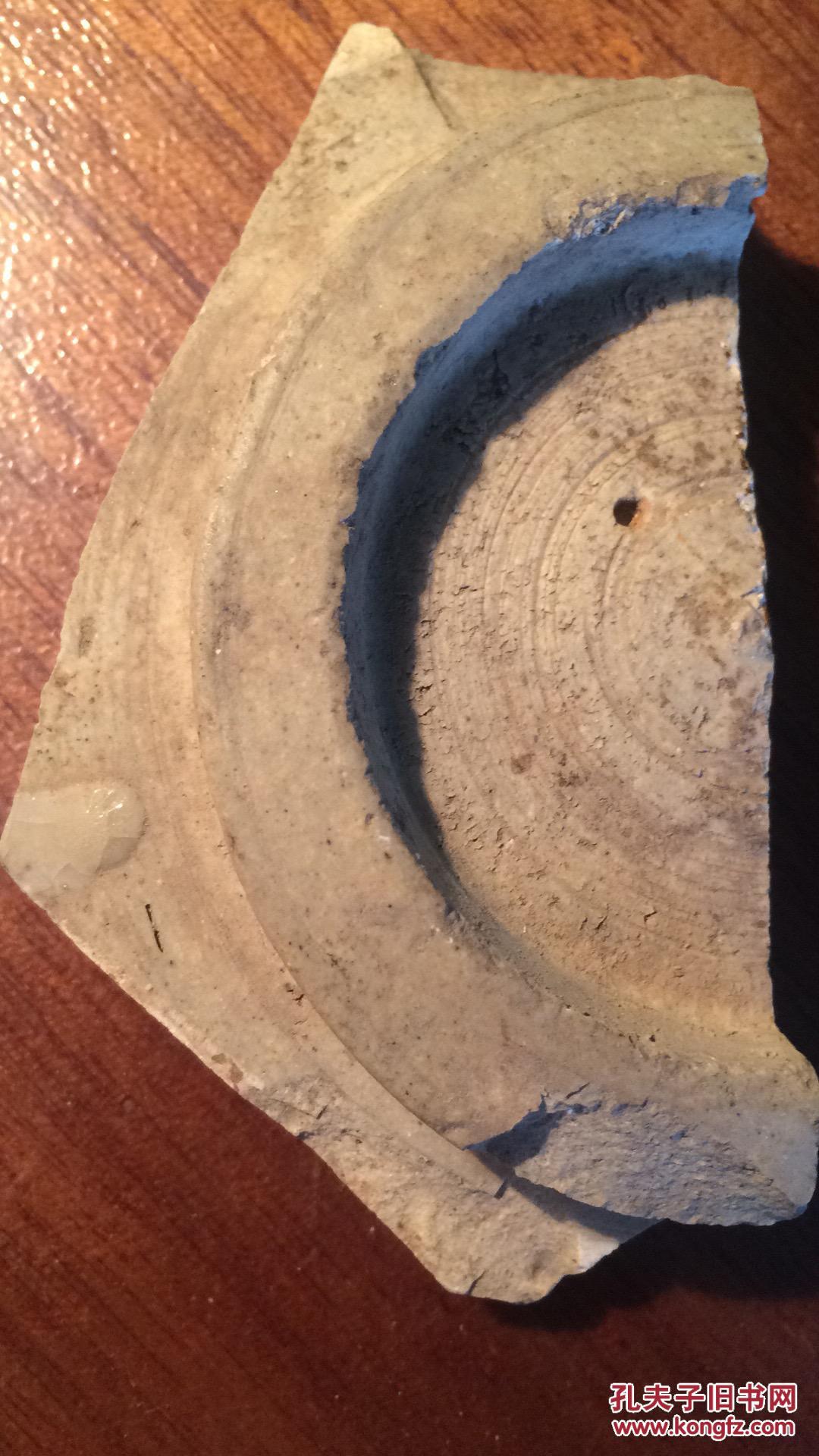 磁州窑瓷片(2)-----金代磁州窑白地褐绘花器底足瓷片