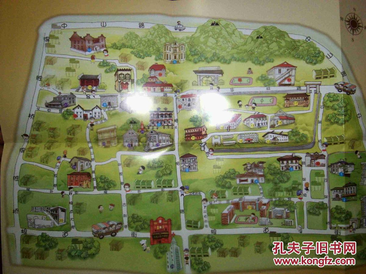 武汉系列手绘旅游地图(4大张一套全):黄鹤楼大景区,昙华林,武汉大学