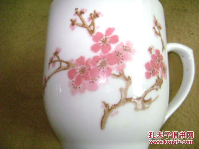 景德镇文革瓷,正宗釉下五彩水点桃花杯