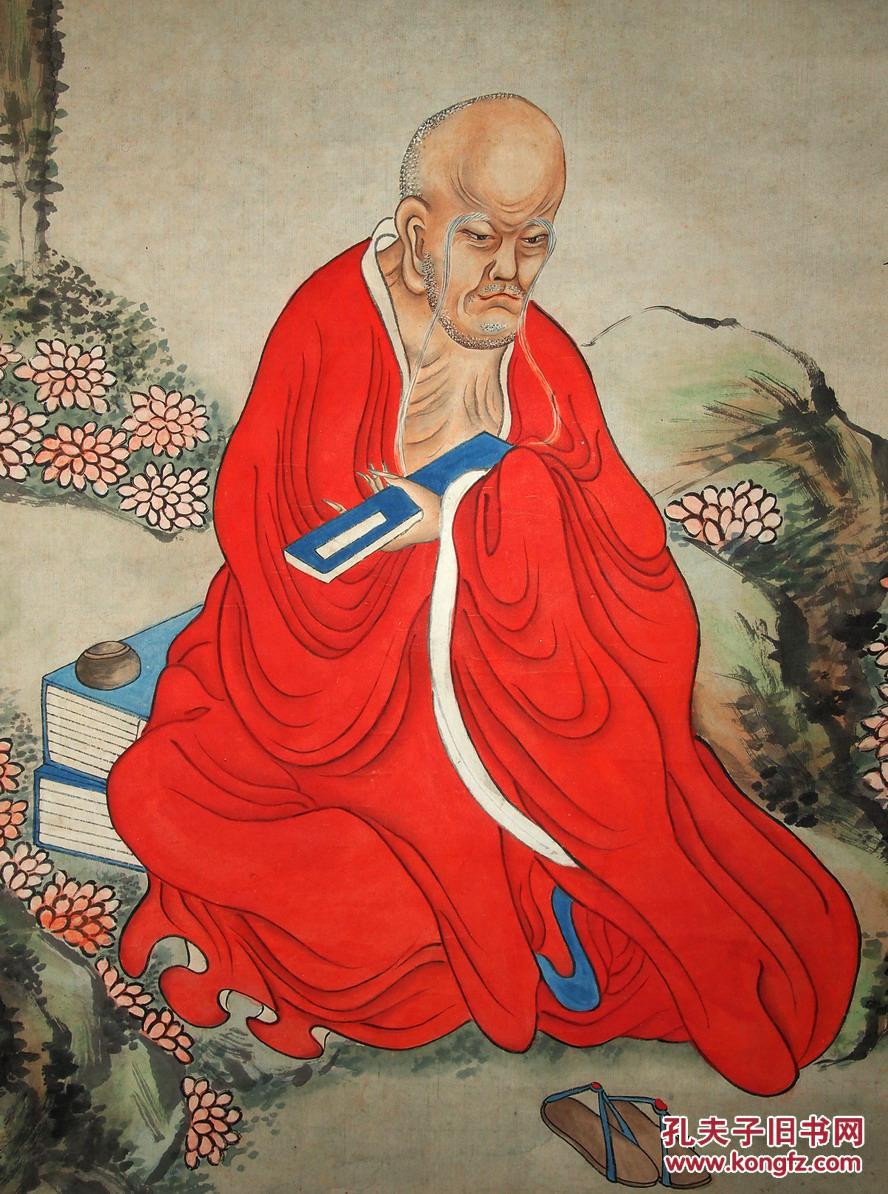 清代-扬州八怪之罗聘 《红衣罗汉图》
