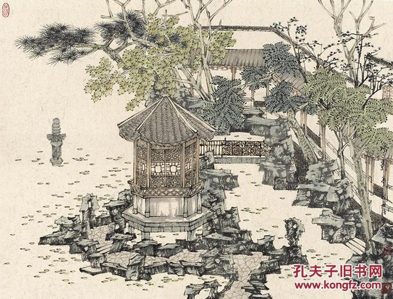 定制 孙宽苏州园林-17-51x67cm 国画 山水高仿真水墨复制品画 仿古画