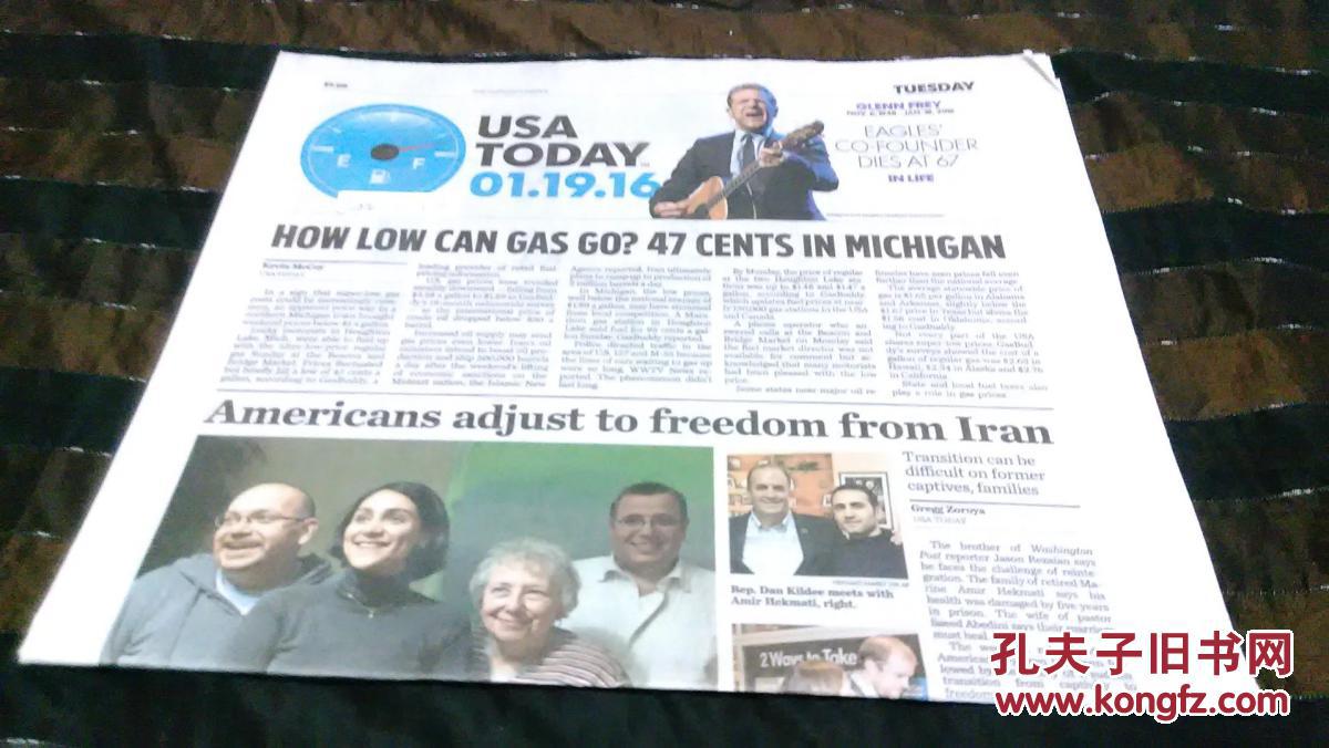usa today 今日美国 2016/01/19 外文原版过期报纸学习参考资料