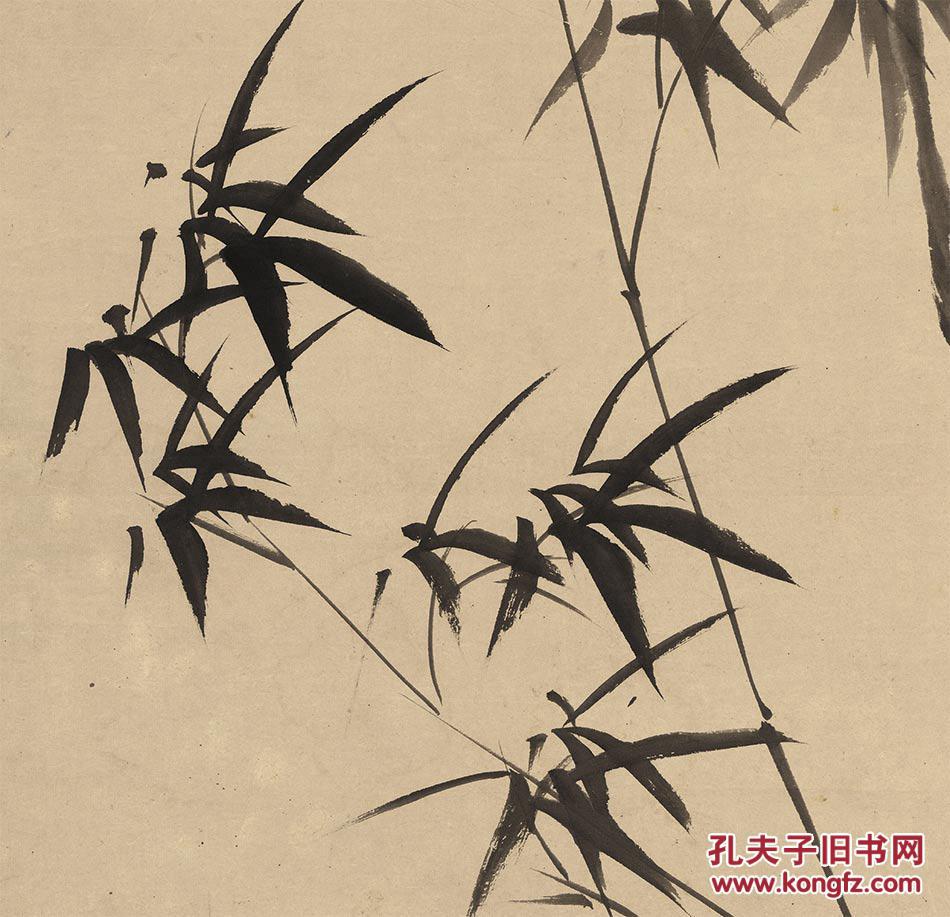 定制 清-郑燮-竹石图轴-51.8x160 国画 花鸟高仿真品