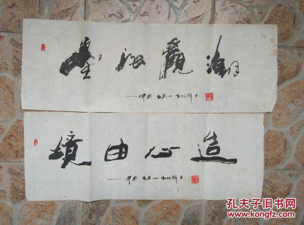 中国左书大师胡俊锋书法作品两幅尺寸58215cm胡俊锋签名钤印本书法