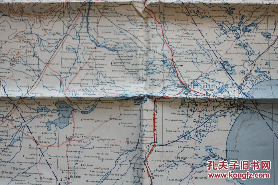 二战美国援华空军使用的北京直隶湾旅顺山东一带的航空无声防水地图图片