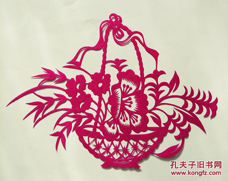 民俗传统工艺老剪纸收藏67时年代出口编号pc683花篮8张一套