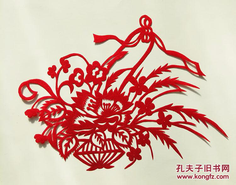 民俗传统工艺老剪纸收藏67时年代出口编号pc683花篮8张一套