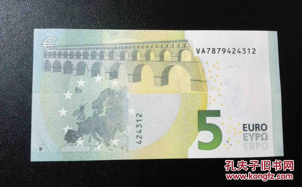 全新带精美水印图案的 欧元纸币 5元