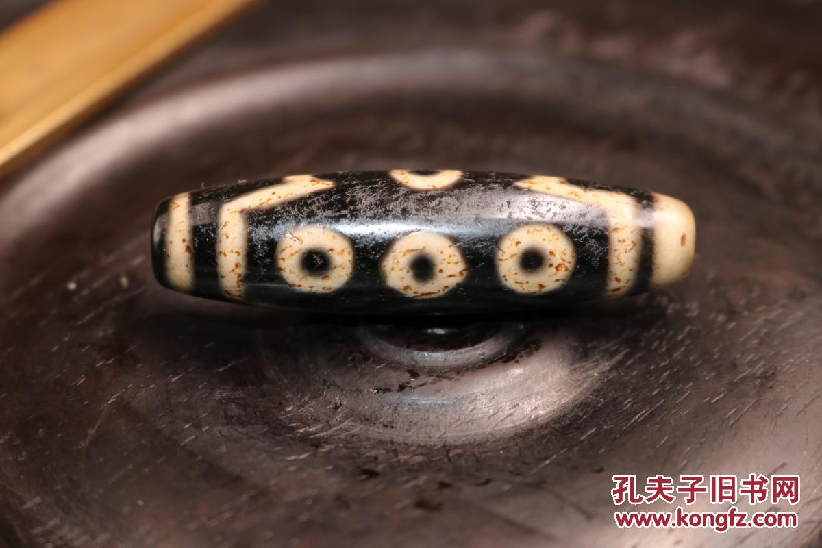 老天珠清代玛瑙天珠七眼天珠风化纹漂亮