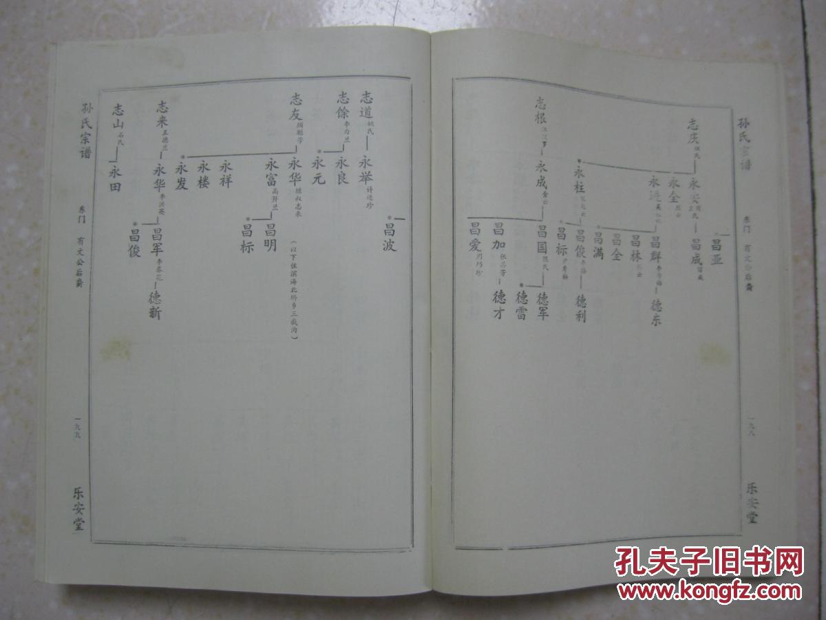 孙氏宗谱(江苏省滨海县,阜宁县,射阳县一带;乐安堂.