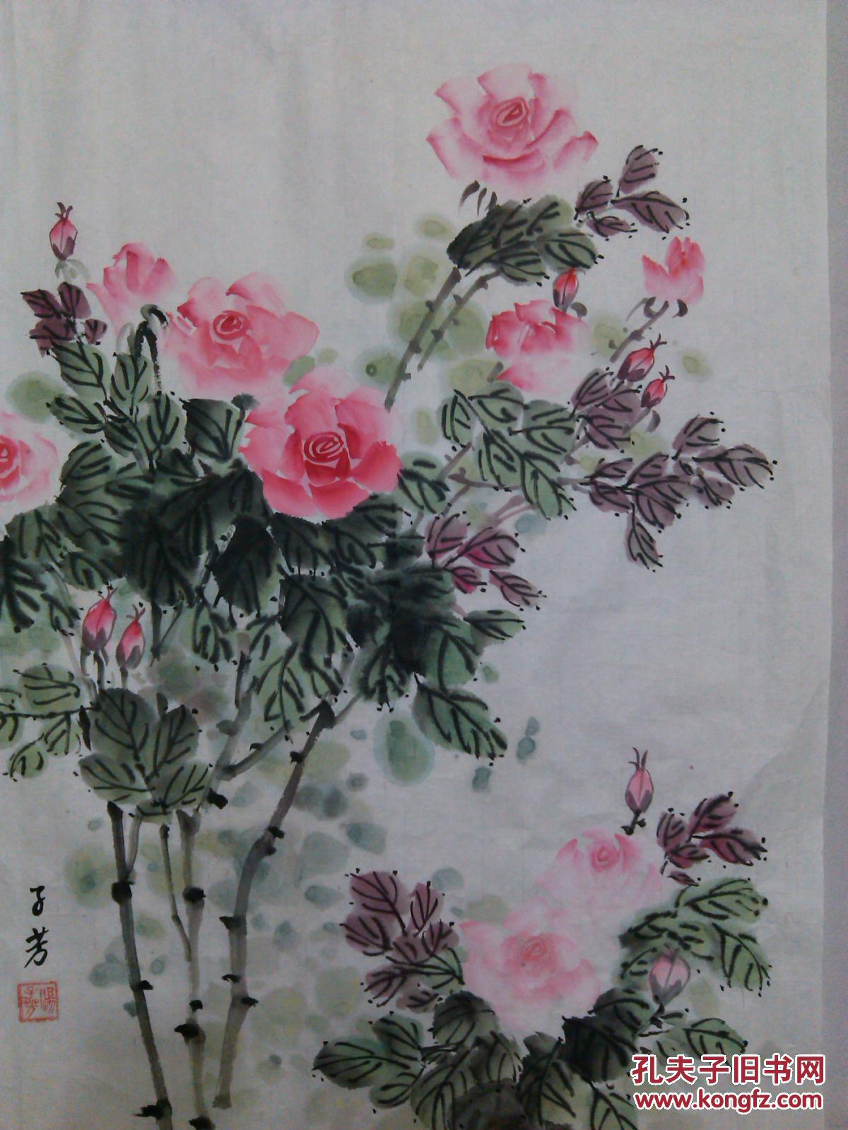 国画花鸟画玫瑰画心
