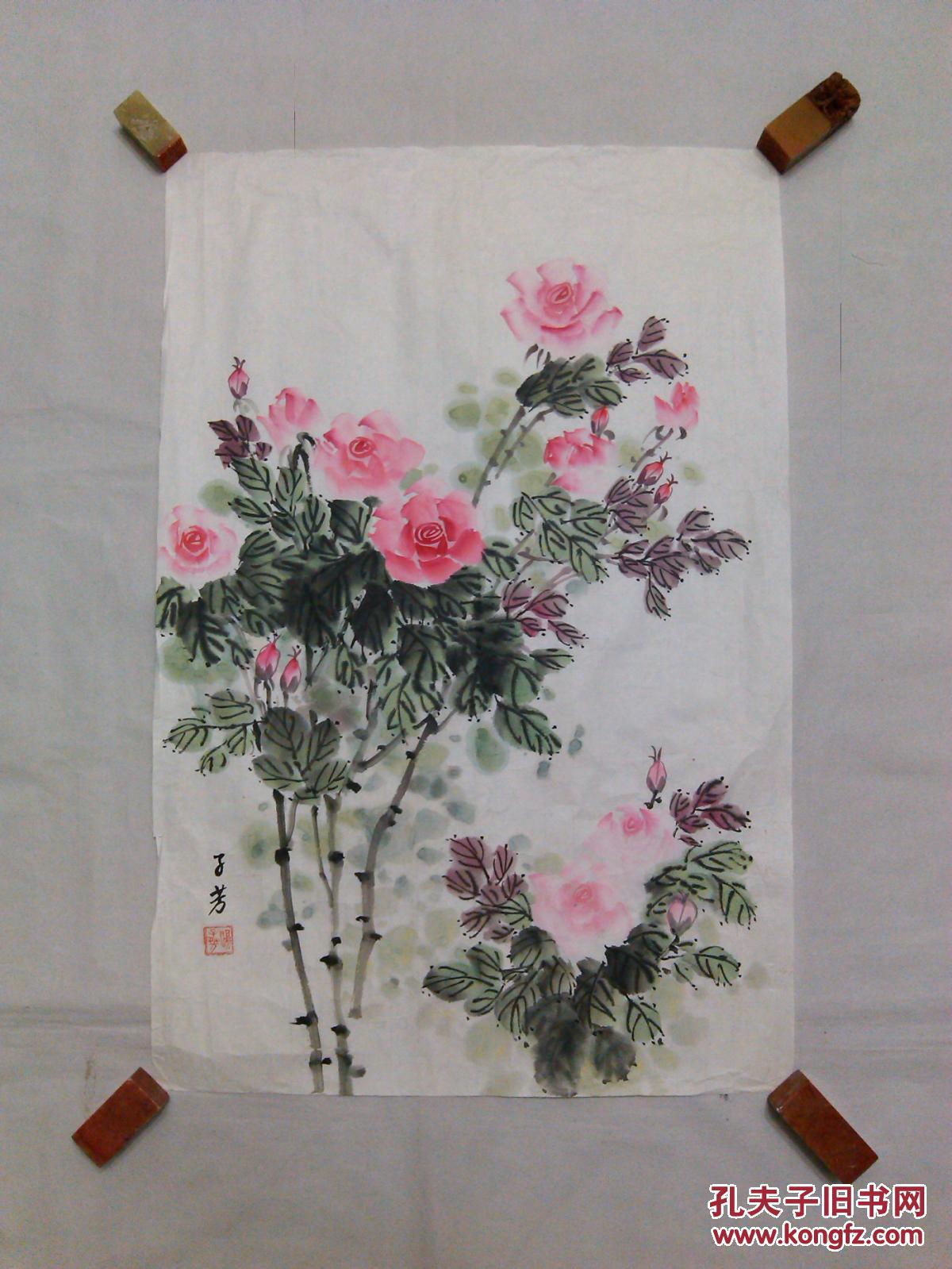 国画花鸟画玫瑰画心