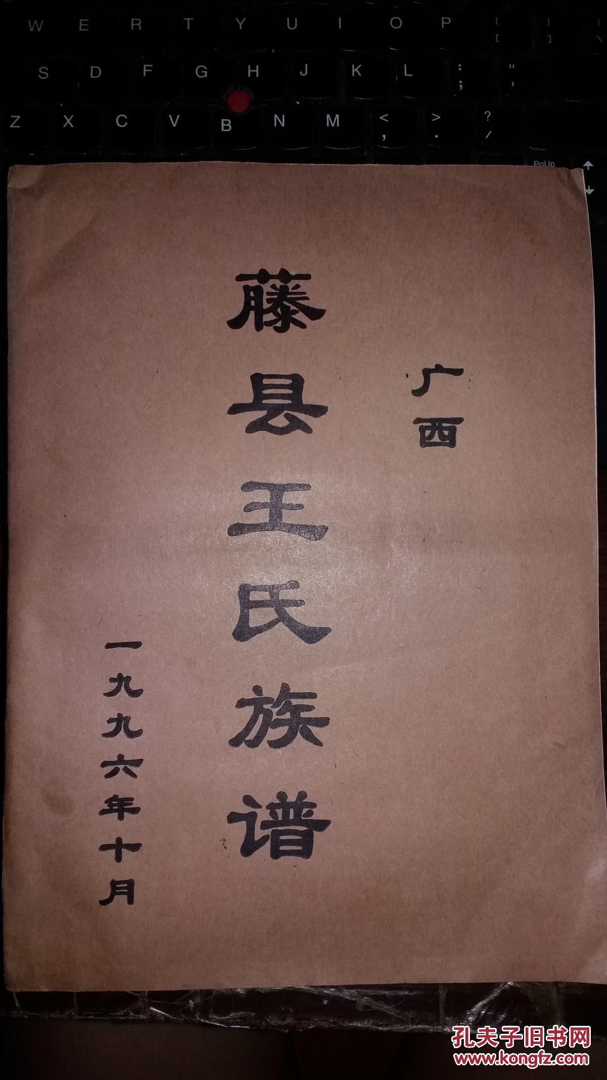 广西 藤县王氏族谱 1996年10月 藤县各乡镇和苍梧县岭脚达坡村