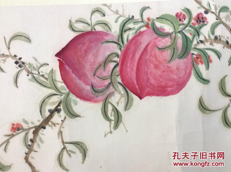 画家张大千花卉寿桃国画精品手绘字画书画真迹