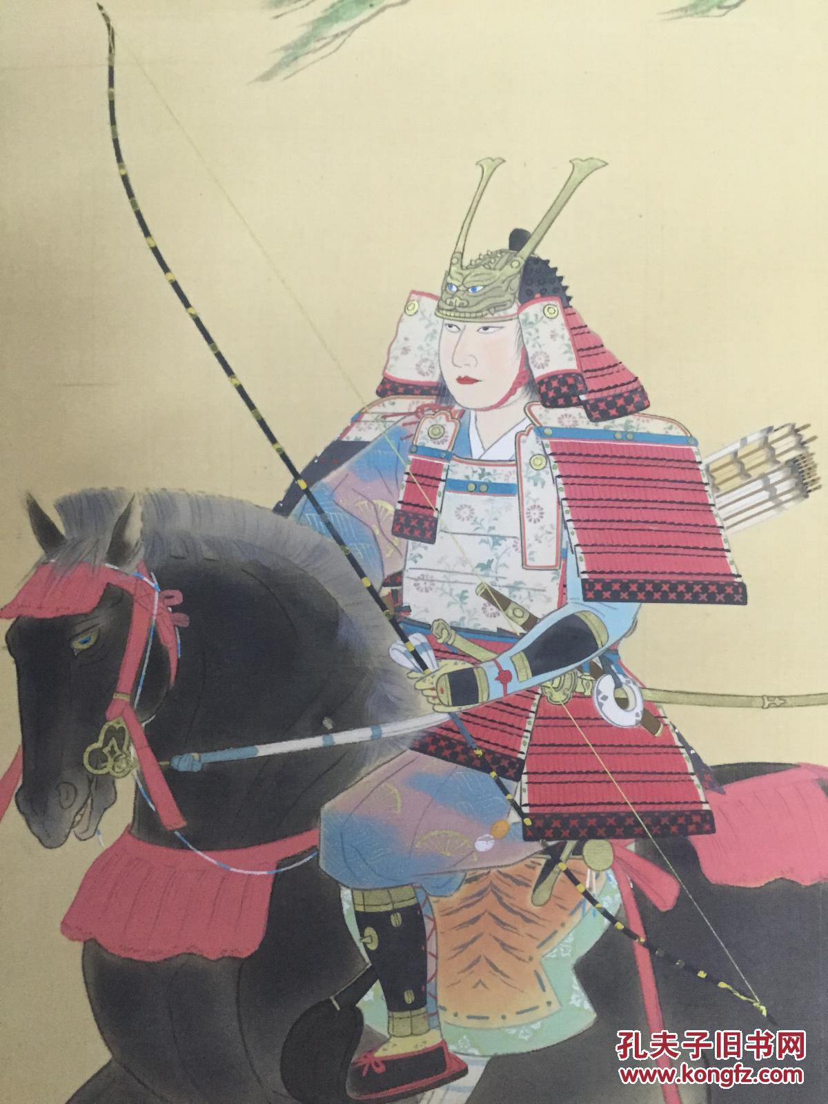 拍品36 孔网唯一===大尺寸精美老画《绢本手绘—工笔武士骑马图》装裱