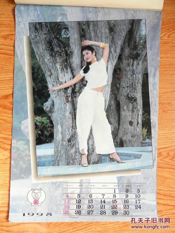 1995年挂历:海南风情,美女模特(12张全 塑膜)长73厘米