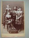 CDV老照片，约1860至1900年,英国金斯兰德A.Eason 照相馆儿童合影（四千金），尺寸10x6cm，好品，CDV107