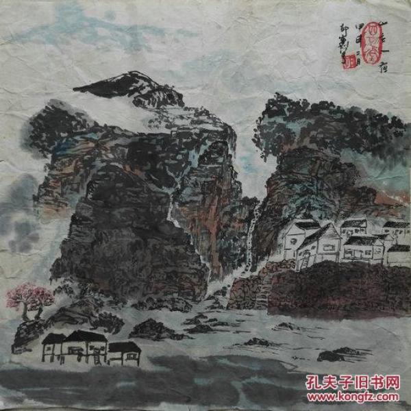 湖北画家郭家训山水画作品尺寸34x34cm