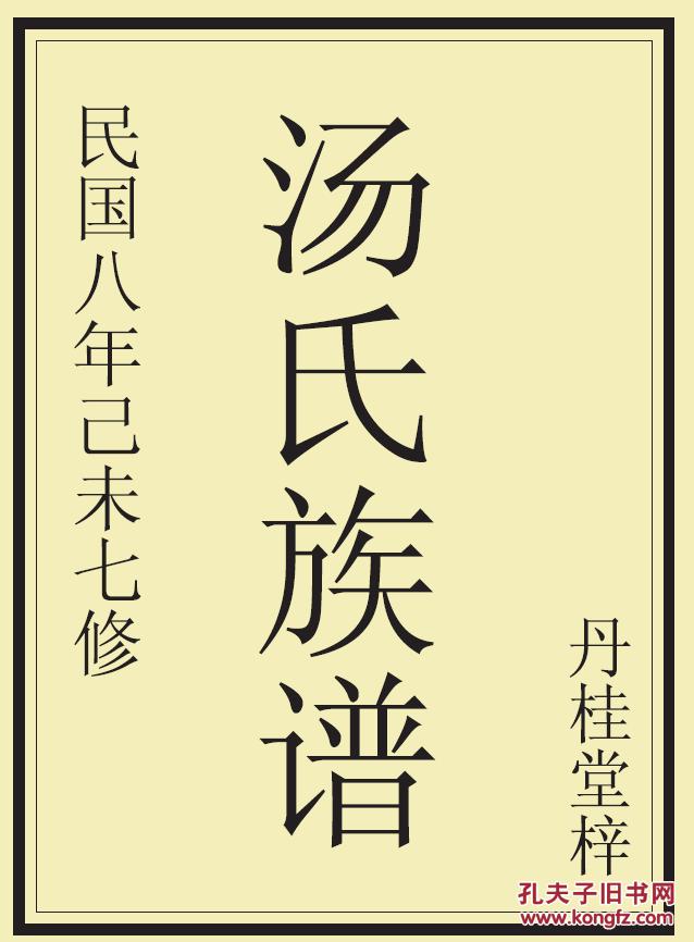 家谱-----汤氏族谱大山 宗公支 16开 167页 翻录民国八年版 原件模糊