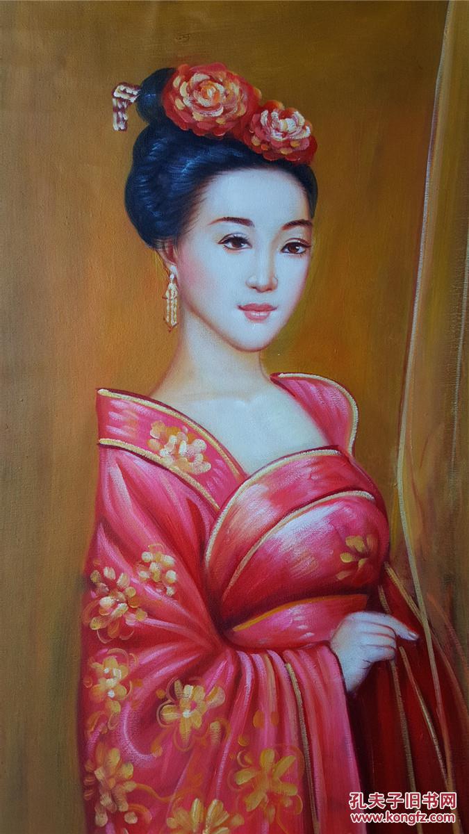1980年老油画 陈逸飞油画名作《仕女》 纯棉帆布画布 纯手绘有款式品