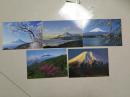 日本明信片 富士山 一组 5张 合售