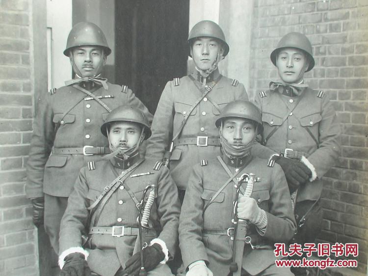 侵华史料 侵华关东军 军官戎装照片 5枚 1931年 珍品 大尺寸 侵华日军