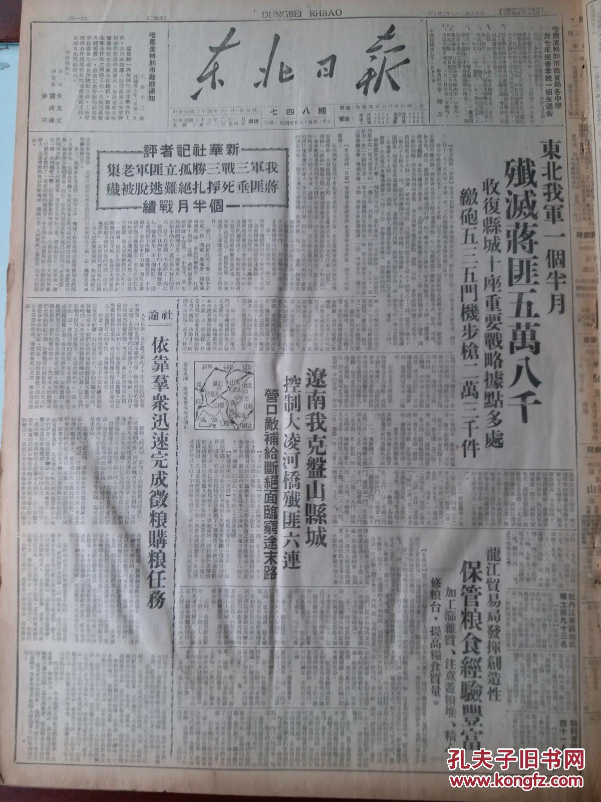 解放前老报纸民国37年《东北日报》1948年2月合订本