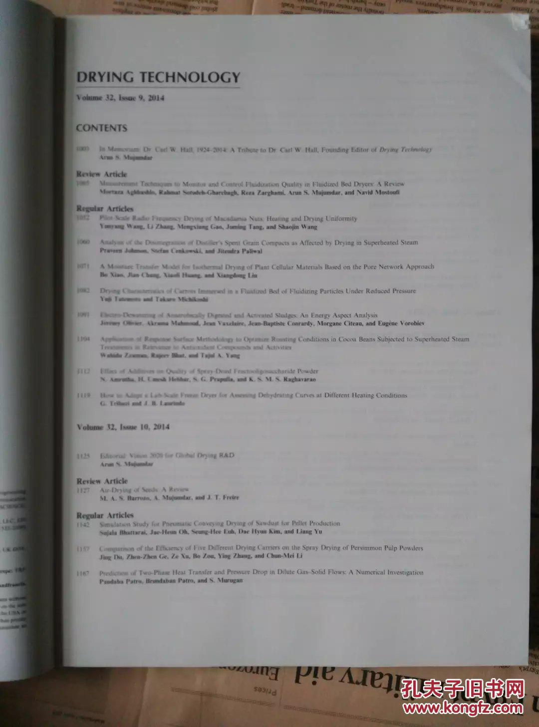 drying technology an international journal 干燥技术工艺科学工程学术论文期刊2014 9 12